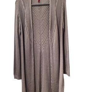 Love Scarlett Gray Cableknit Acrylic Open Front Long Cardigan LS Sweater XL